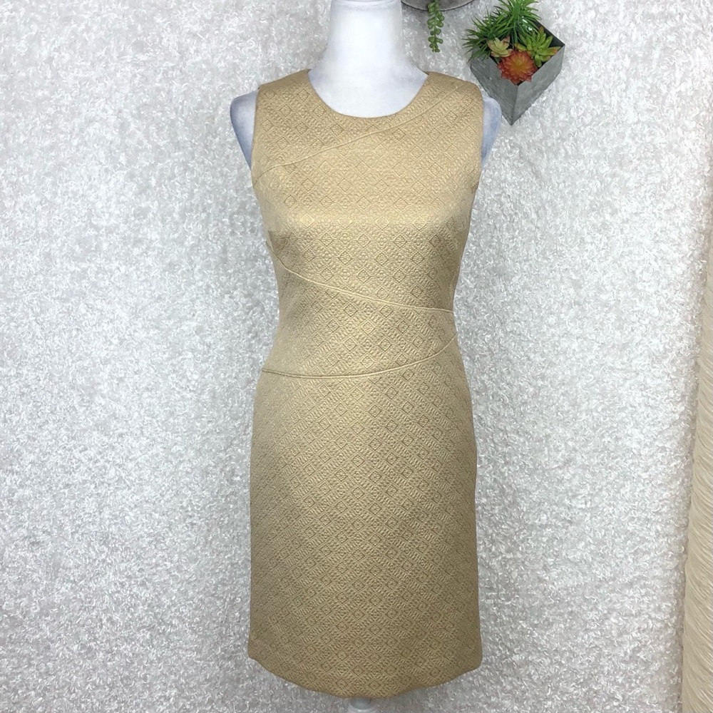 Worth Jacquard Brocade Textured Sleeveless Retro Sheath Dress Size 2